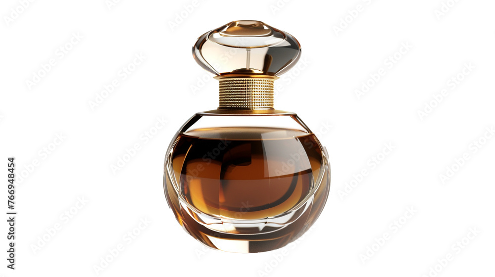 A luxurious men's perfume bottle, its sleek design and golden accents gleaming against a white transparent background A luxurious men's perfume bottle, its sleek design and golden accents gleaming against a white transparent background