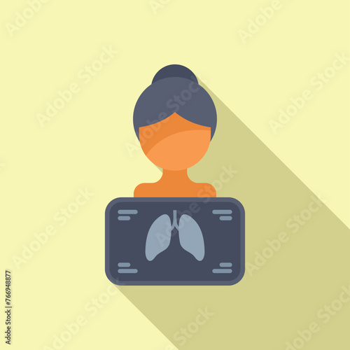 Female lungs diagnosis icon flat vector. Control patient treatment. Respiratory analysis