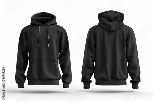  Black Hoodie Mockup with Front and Back Views - Versatile Apparel for Custom Designs