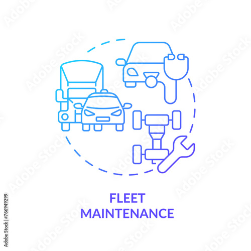 Fleet maintenance blue gradient concept icon. Vehicle management, inventory control. Round shape line illustration. Abstract idea. Graphic design. Easy to use in infographic, presentation