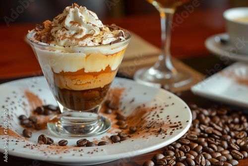 Indulgent Coffee-Infused Dessert with Whipped Cream