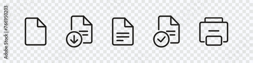 "Line Style Office Document Icon Set - Vector Illustration of Download, Print Office Symbols for Apps and Websites"