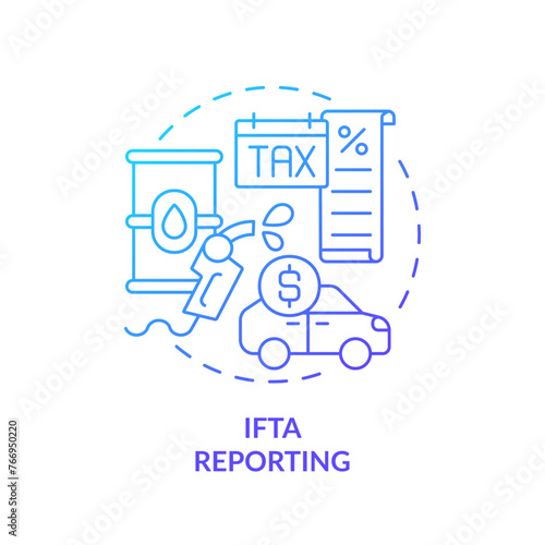 Free Download IFTA reporting blue gradient concept icon. Fuel taxes, consumption regulation. Operational expenses reduce. Round shape line illustration. Abstract idea. Graphic design. Easy to use in infographic - GFXLoad