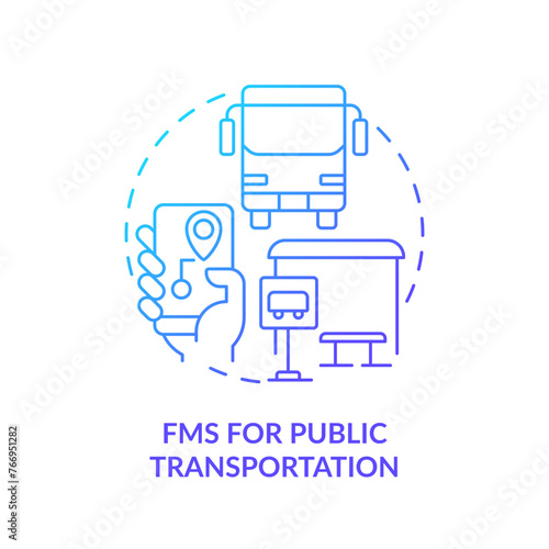 FMS for public transportation blue gradient concept icon. Urban mobility, city logistics. Round shape line illustration. Abstract idea. Graphic design. Easy to use in infographic, presentation