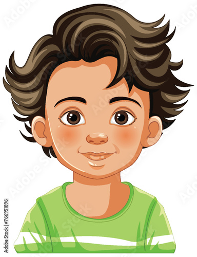 Vector illustration of a happy young boy smiling.