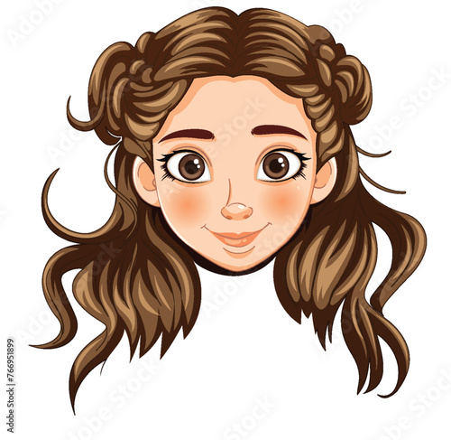 Vector illustration of a cheerful young girl's face.