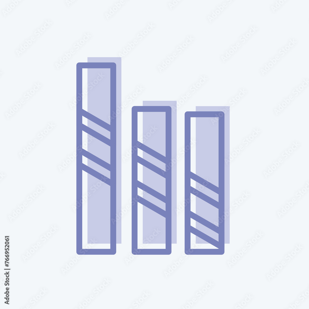 Striped Bars Icon in trendy two tone style isolated on soft blue background