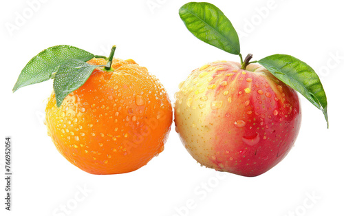 Mandarin and Verdant Apple Pairing isolated on transparent Background