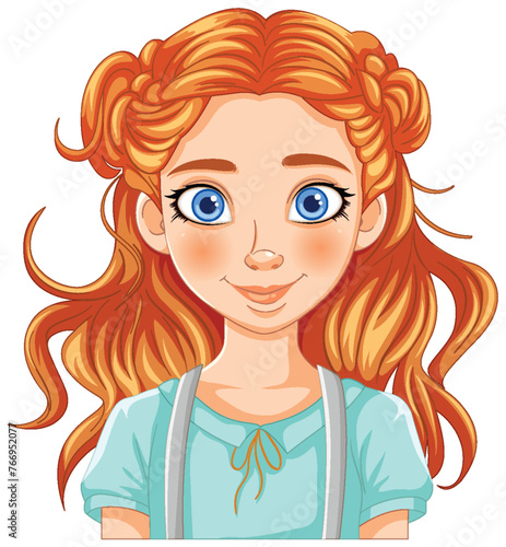 Bright-eyed girl with a friendly smile illustration