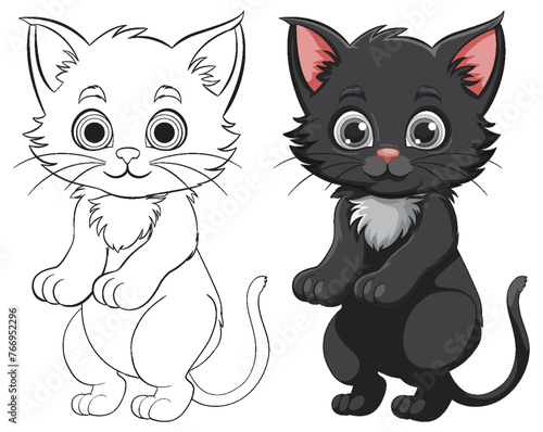 Vector illustration of two adorable cartoon kittens