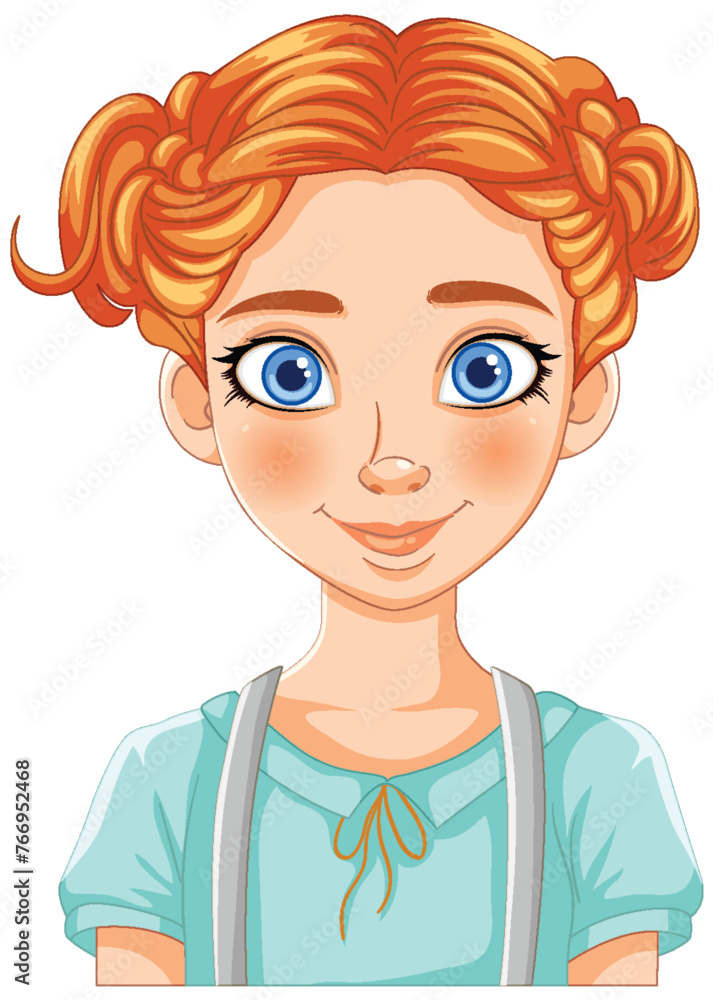Vector illustration of a smiling young girl