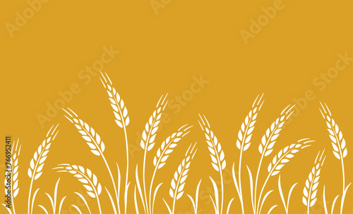 yellow seamless background with wheat, oat, rye stalks