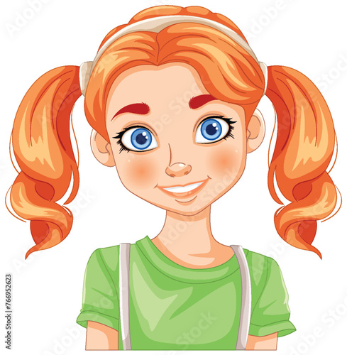 Vector illustration of a smiling young girl