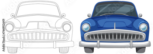 Vector transformation from line art to colored car