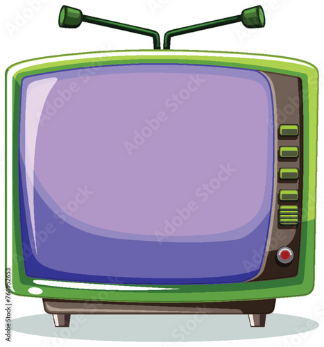 Colorful vintage TV with a blank screen