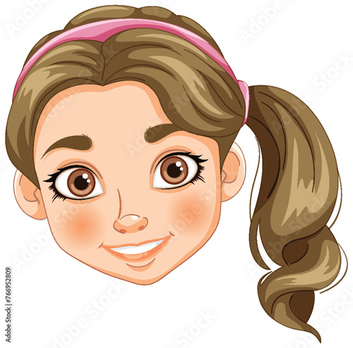 Vector illustration of a cheerful young girl