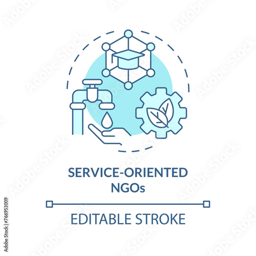 Service oriented NGOs soft blue concept icon. Non governmental organization. Community development. Round shape line illustration. Abstract idea. Graphic design. Easy to use in article