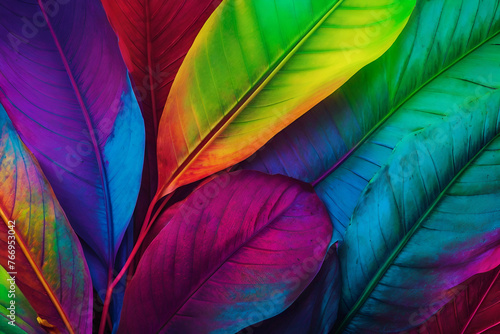 natural abstract background leaves neon colors