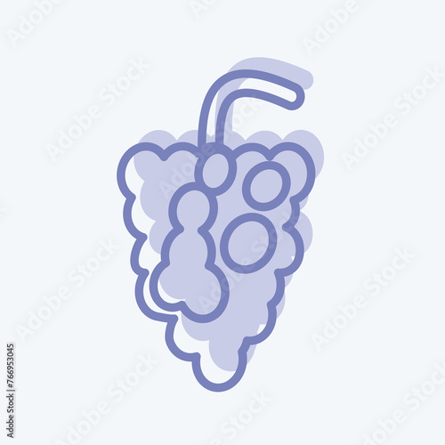 Grapes Icon in trendy two tone style isolated on soft blue background