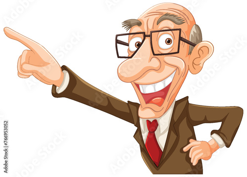 Animated professor character gesturing with enthusiasm