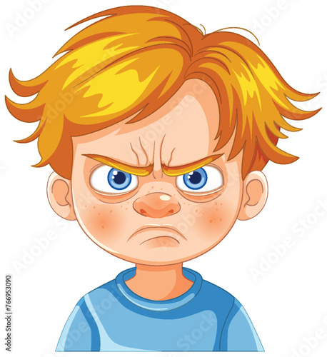 Vector illustration of a child showing anger.
