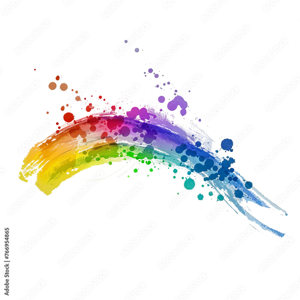 Rainbow Painted in Watercolor on transparent Background