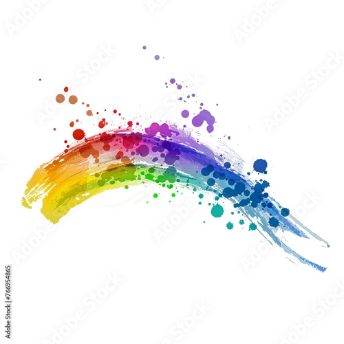 Rainbow Painted in Watercolor on transparent Background