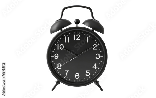 Analog Alarm Clock with Round Black Design isolated on transparent Background