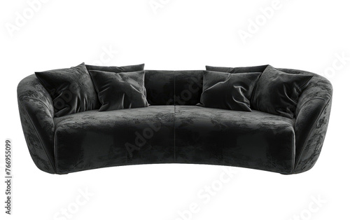 Modern Black Sofa isolated on transparent Background