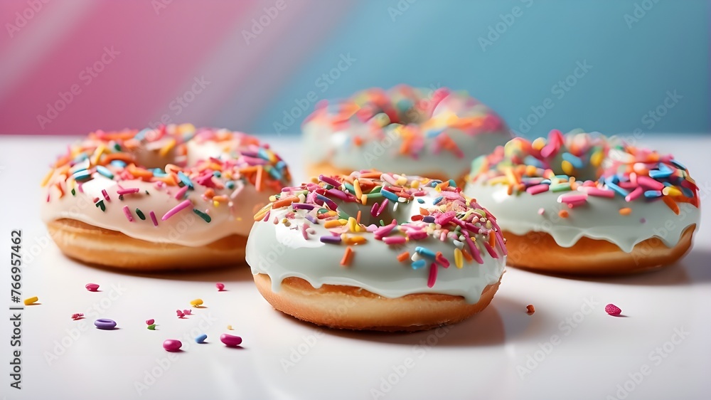 Sprinkle-topped doughnuts on a clear backdrop. PNG. lovely doughnut fly against a white backdrop Sprinkle-topped doughnuts on a clear backdrop. PNG. lovely doughnut fly against a white backdrop