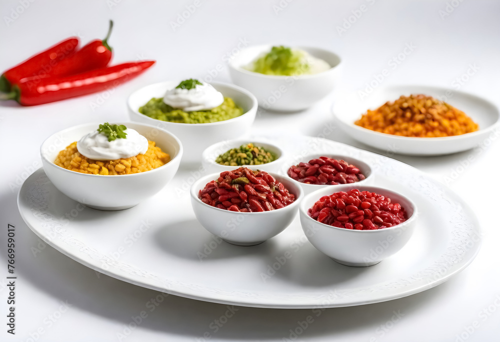 a tray of different spices for chile en nogada ingredients, a traditional mexican food a tray of different spices for chile en nogada ingredients, a traditional mexican food