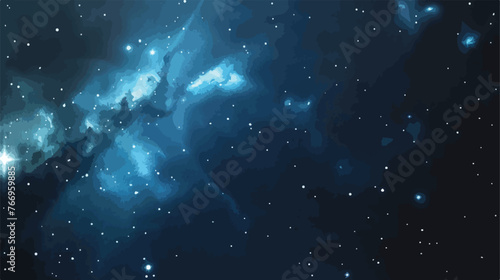Space background with blue nebula and stars Flat vect
