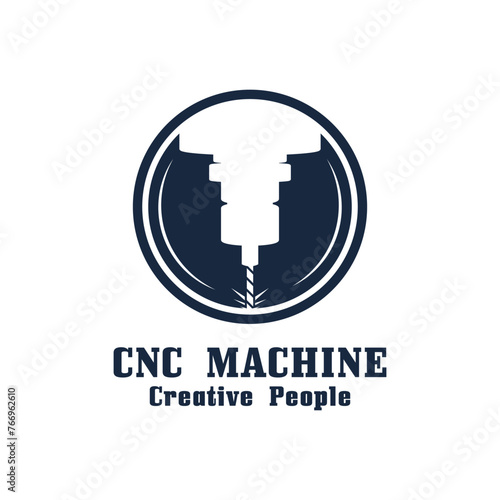 CNC Lathe machine Logo Computer Numerical Control modern 3D cutting technology design manufacturing industry cutting. This logo is ideal for cnc cutting maschines, woodworking industry, and similar.