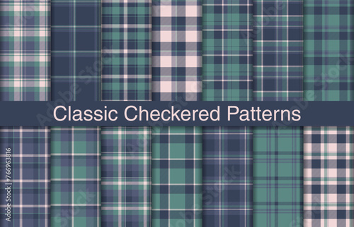 Classic plaid bundles, textile design, checkered fabric pattern for shirt, dress, suit, wrapping paper print, invitation and gift card.