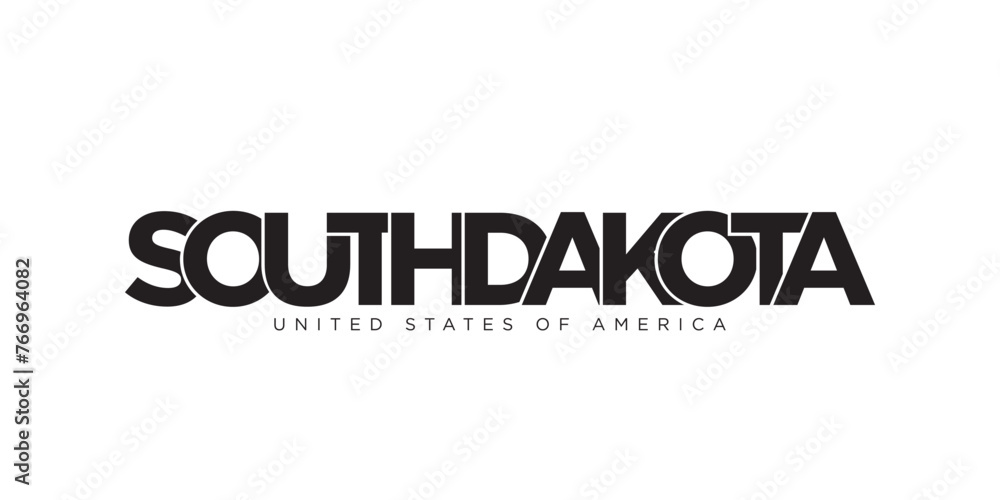 South Dakota, USA typography slogan design. America logo with graphic city lettering for print and web. South Dakota, USA typography slogan design. America logo with graphic city lettering for print and web.