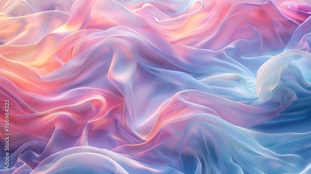 Abstract textile waves rippling in a serene pastel dream
