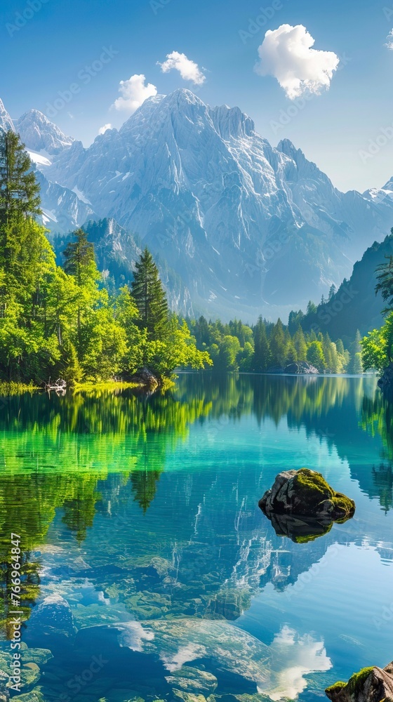 Colorful summer view of Fusine lake. Natural Landscape
Colorful summer view of Fusine lake. Natural Landscape