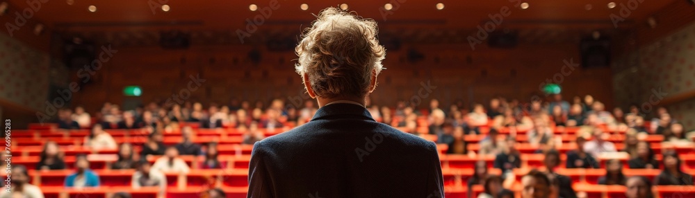 Fototapeta premium Inspirational speakers share their wisdom and insights with eager listeners