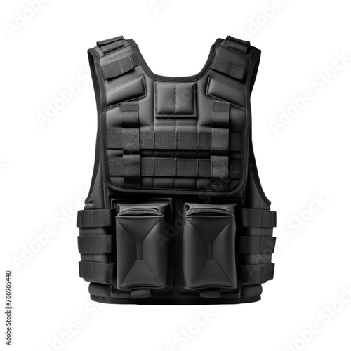 a black leather vest isolated on transparent background