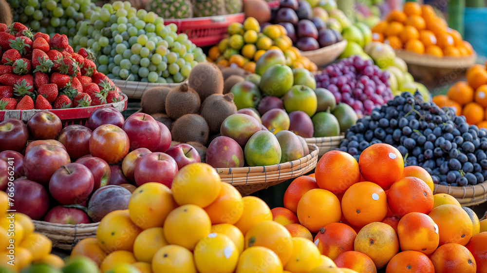 Assorted fresh fruit at a market.