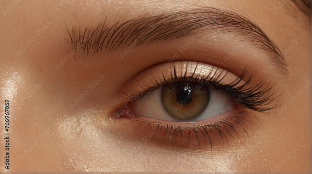 Close up of beautiful woman's brown eyes with eyelash and brow lift. Close up of beautiful woman's brown eyes with eyelash and brow lift.