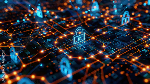 A computer circuit board featuring a visible lock symbol, demonstrating security measures taken to protect data and prevent unauthorized access