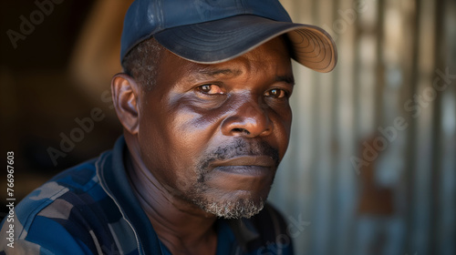 Portrait photography of black South African man in his 50s against an abstract background