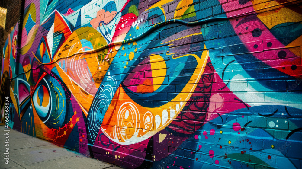 Vibrant Urban Graffiti Art on City Street Wall