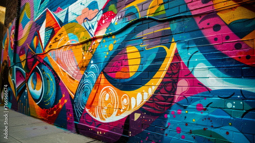 Vibrant Urban Graffiti Art on City Street Wall