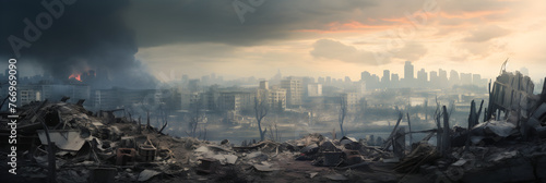 Desolate Cityscape: Witnessing the Aftermath of an Unforgiving Natural Disaster