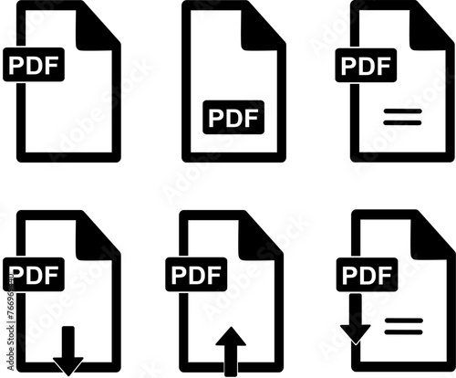 PDF file format iconS set. Replaceable vector design.	