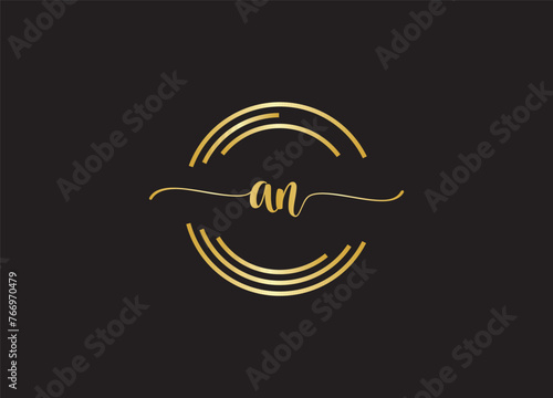 cn Circular Cursive Letter Initial Logo Design Template Vector Illustration