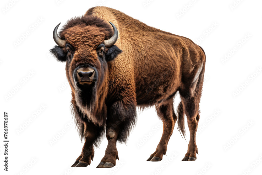 Bison Standing in Front of White Background. On a Clear PNG or White Background. Bison Standing in Front of White Background. On a Clear PNG or White Background.