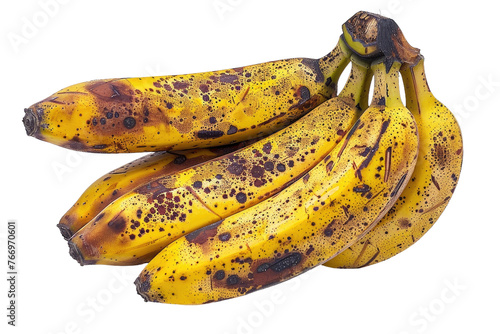 Bananas With Brown Spots. On a Clear PNG or White Background.
